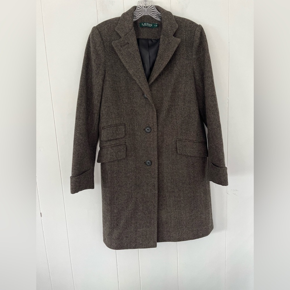 Lauren Ralph Lauren Women’s Wool Blend Herringbone Tweed Walker Coat Size 4 - Picture 10 of 16